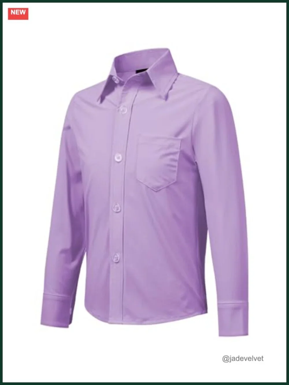 Boys Stretch Long Sleeve Button Down Dress Shirt Wrinkle Free Oxford Uniform